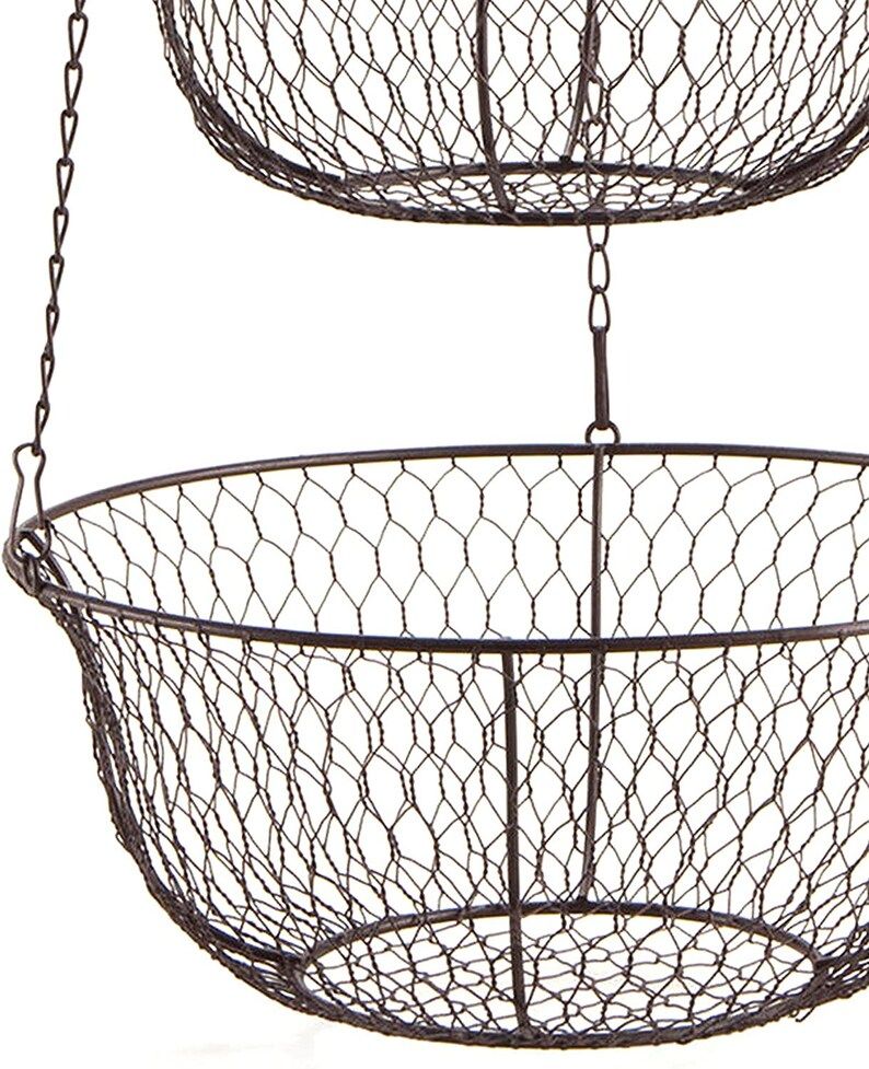 3 Tier Bronze Metal Chicken Wire Hanging Fruit Baskets | Etsy | Etsy (US)