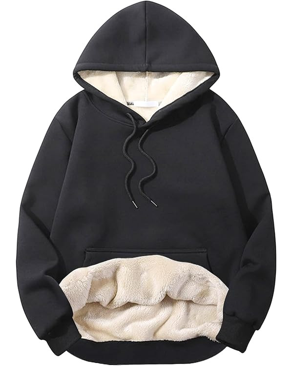 PEHMEA Men's Winter Casual Warm Fleece Hoodie Pullover Sherpa Lined Hooded Sweatshirt with Pocket | Amazon (US)