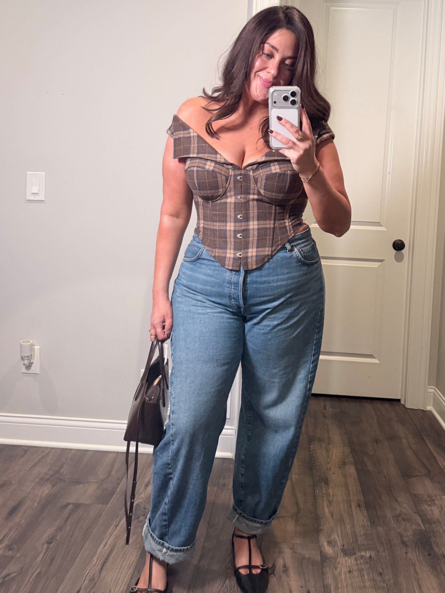 This top is a little pricey but is very well made. It’s a wool like material but with binding. Corset back makes the fit really flexible. I’m in XXL, if busty size up. Jeans are basically a staple at this point. And bag is my favorite bag currently. Looks so luxe and holds up so well  

#LTKStyleTip #LTKSeasonal #LTKMidsize
