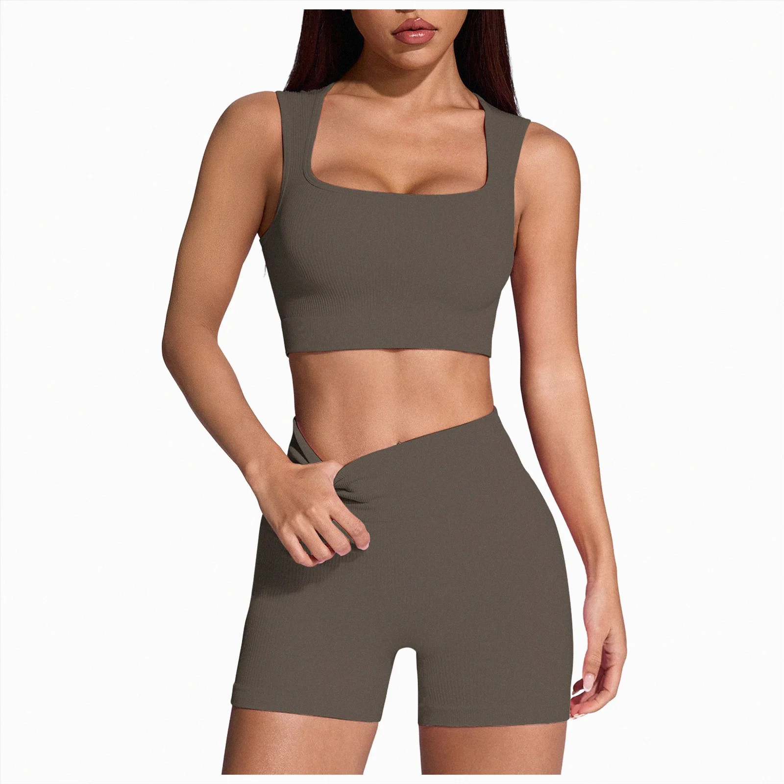 Hessimy Workout Sets for Women 2 Piece - Seamless Yoga Outfits Shorts and Padded Sports Bra Gym A... | Walmart (US)