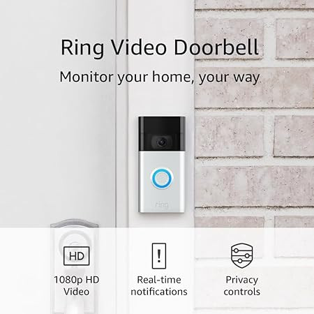 Ring Video Doorbell - 1080p HD video, live notifications when away from home, simple setup, priva... | Amazon (US)