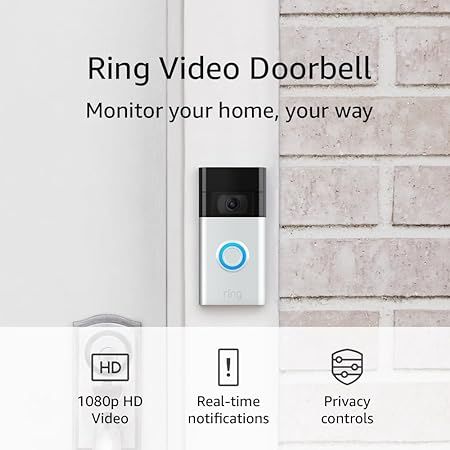 Ring Video Doorbell - 1080p HD video, live notifications when away from home, simple setup, priva... | Amazon (US)