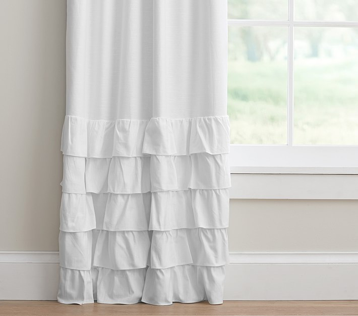 Evelyn Ruffle Bottom, 108&amp;quot;, White | Pottery Barn Kids