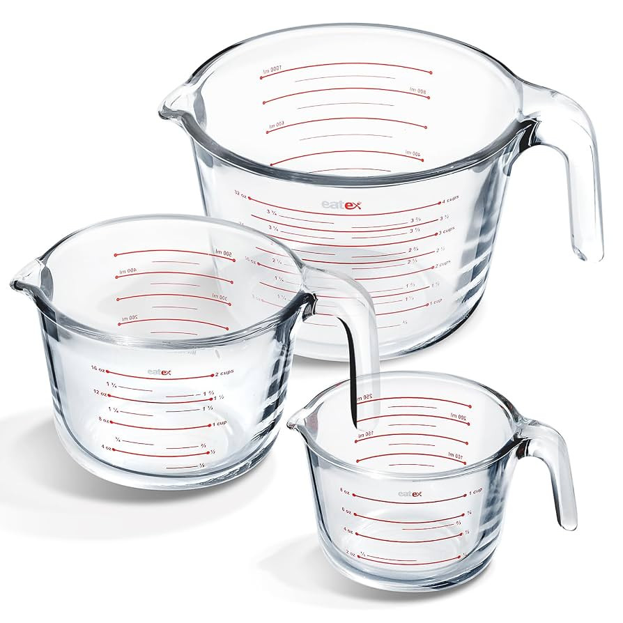 Eatex Glass Measuring Cups Set of 3 - Liquid Measuring Cups, Glass Measuring Cup Set - 1,2,4 Cup ... | Amazon (US)