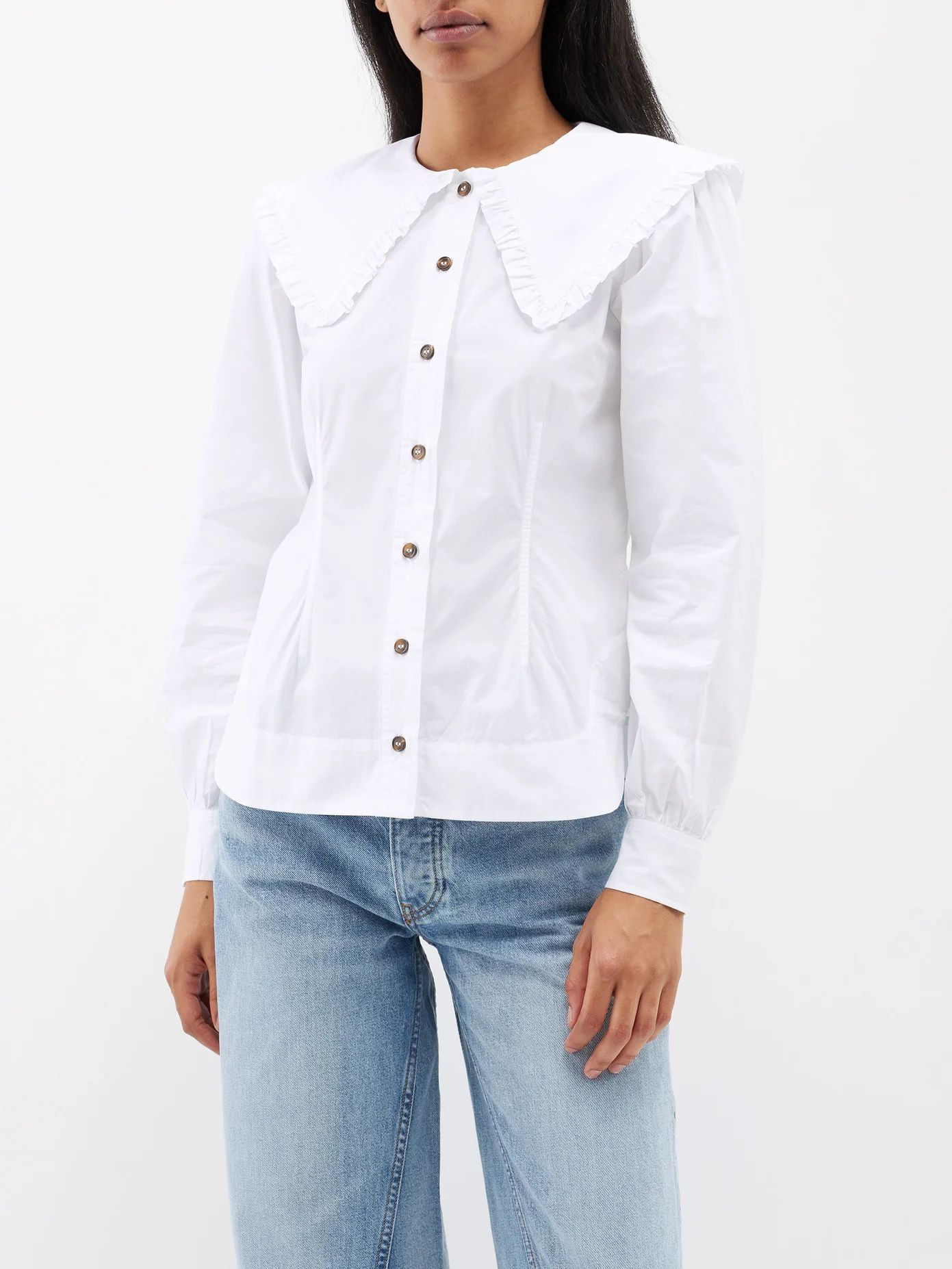 Ruffled-collar cotton-poplin shirt | Matches (US)