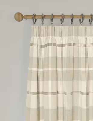 Brushed Woven Checked Pencil Pleat Curtains | Marks and Spencer US