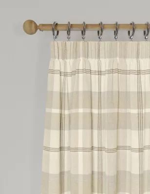 Brushed Woven Checked Pencil Pleat Curtains | Marks and Spencer US