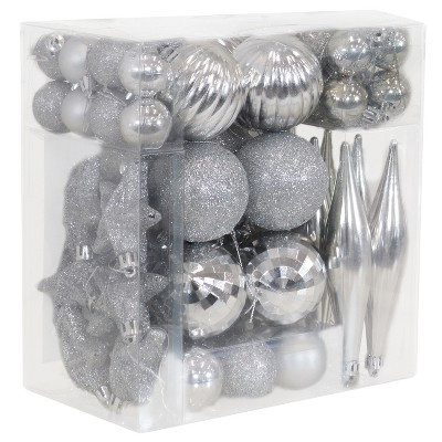 Sunnydaze Deck the Halls Assorted Christmas Ornament Kit - 59ct - Silver | Target