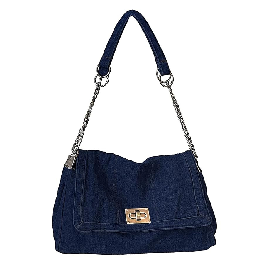 KlaOYer Denim Shoulder Bag for Women Jean Tote Bag Adjustable Chain Strap Crossbody Bags Y2k Tren... | Amazon (US)