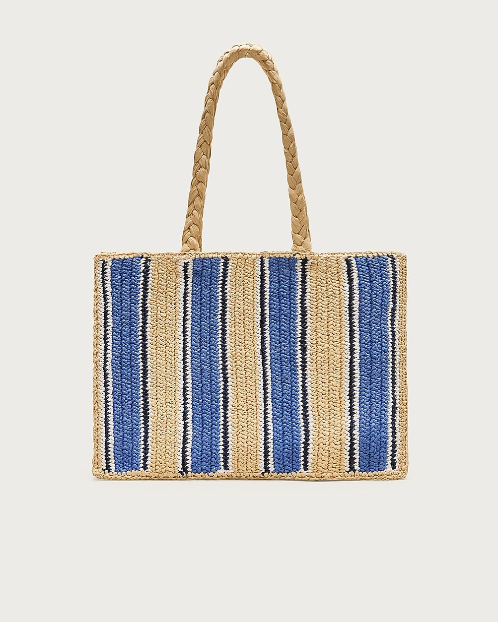 Handknotted straw tote bag in stripe | J. Crew US
