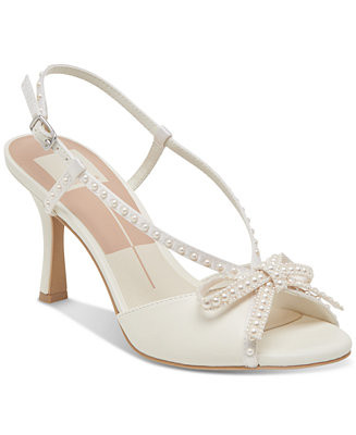 Dolce Vita Women's Lonny Pearl Peep-Toe Bow Dress Sandals - Macy's | Macy's