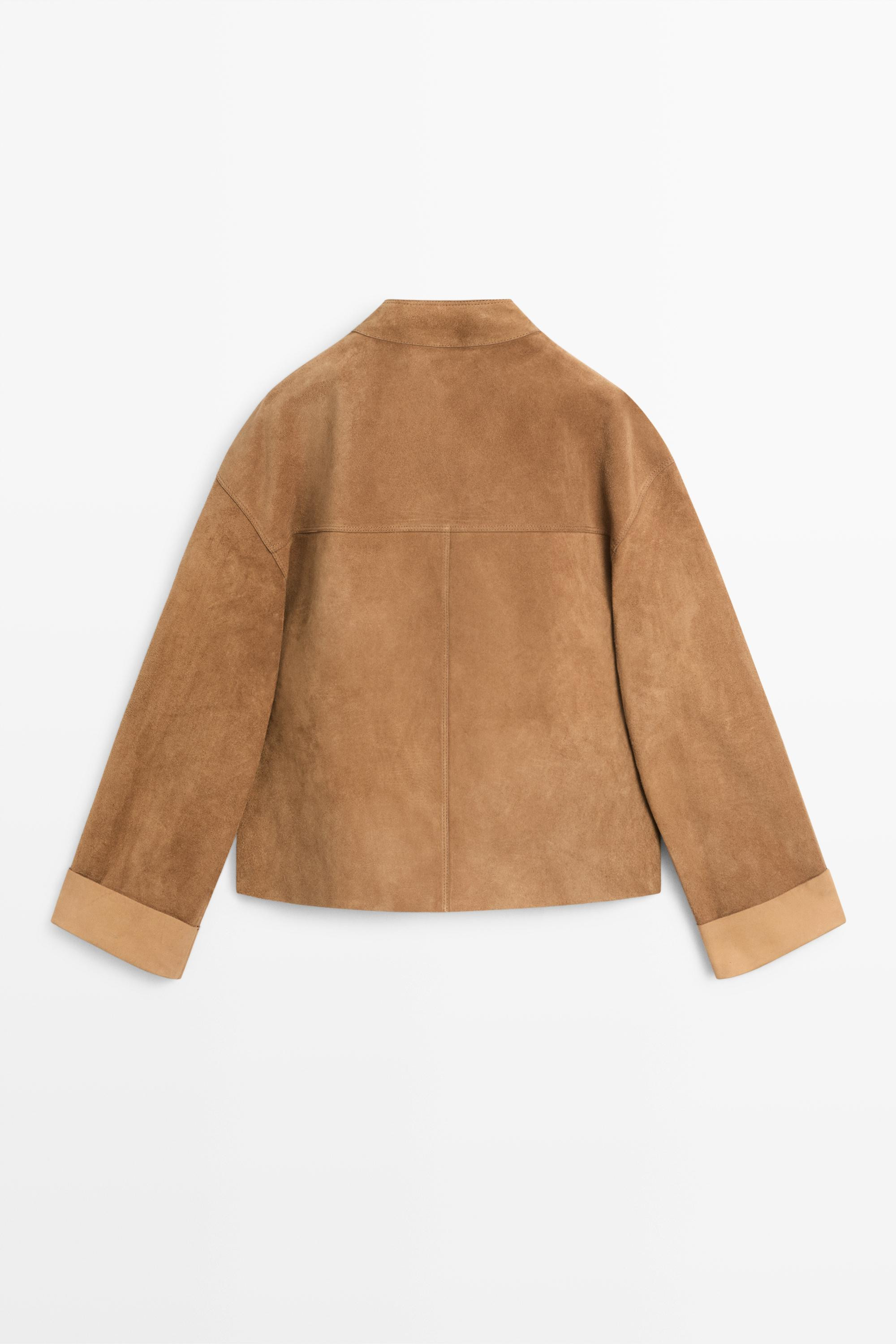Kurze Wickeljacke aus Wildleder | Massimo Dutti DE