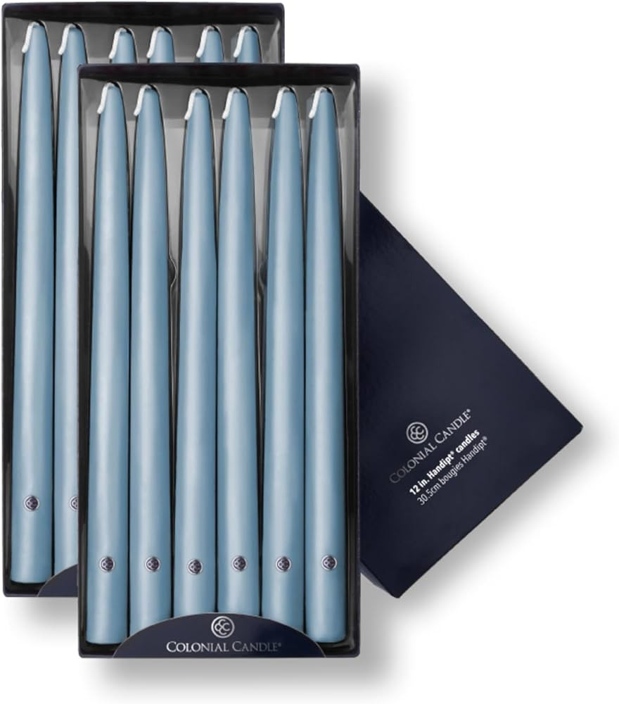Colonial Candle Unscented Taper Candle, Handipt Collection, Coastal Blue, 12 in, Pack of 12 - Up ... | Amazon (US)