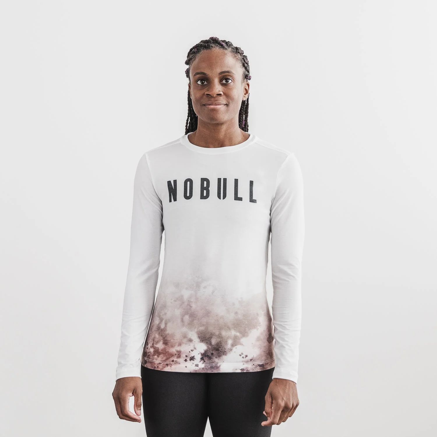 WOMEN'S DIP-DYE NOBULL LONG SLEEVE TEE | WHITE & TOFFEE DIP-DYE | NOBULL | NOBULL