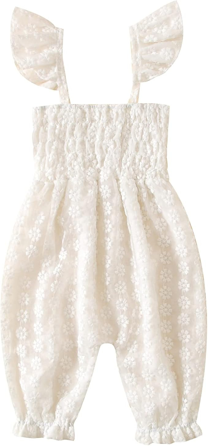 Summer One Piece Outfit Infant Baby Girl Romper Jumpsuit Sleeveless Halter Floral Bodysuit Clothe... | Amazon (US)