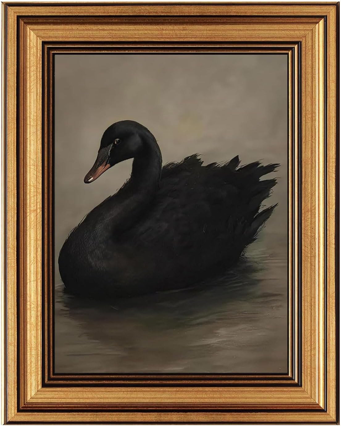 XiZoDinia Vintage Black Swan Wall Art, Gold Framed Canvas Print, Retro Bird Decor for Bedroom Living Room, Dark Moody Cottagecore Aesthetic Home Decor (Black Swan, 8 * 10inch) | Amazon (CA)