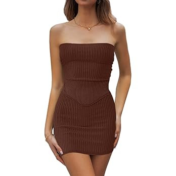 CHYRII Womens Sexy Summer Two Piece Outfits Bandeau Going Out Crop Tops Bodycon Skirt Sets Mini D... | Amazon (US)