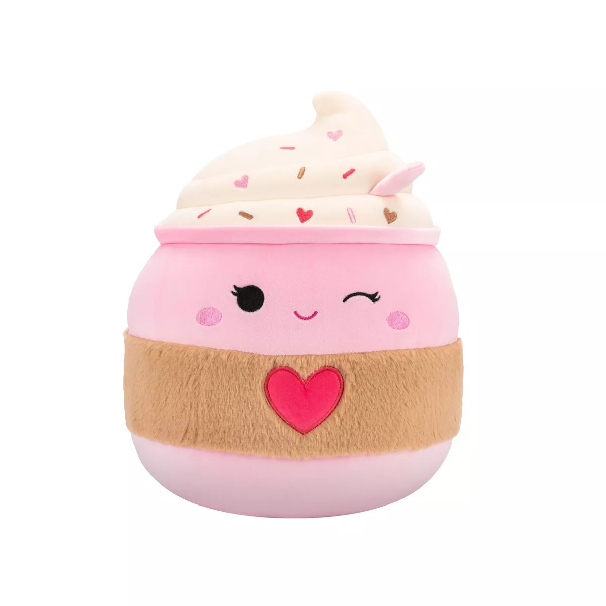 Squishmallows 12" Jenny Winking Light Pink Latte with Fuzzy Heart Sleeve Plush | Target
