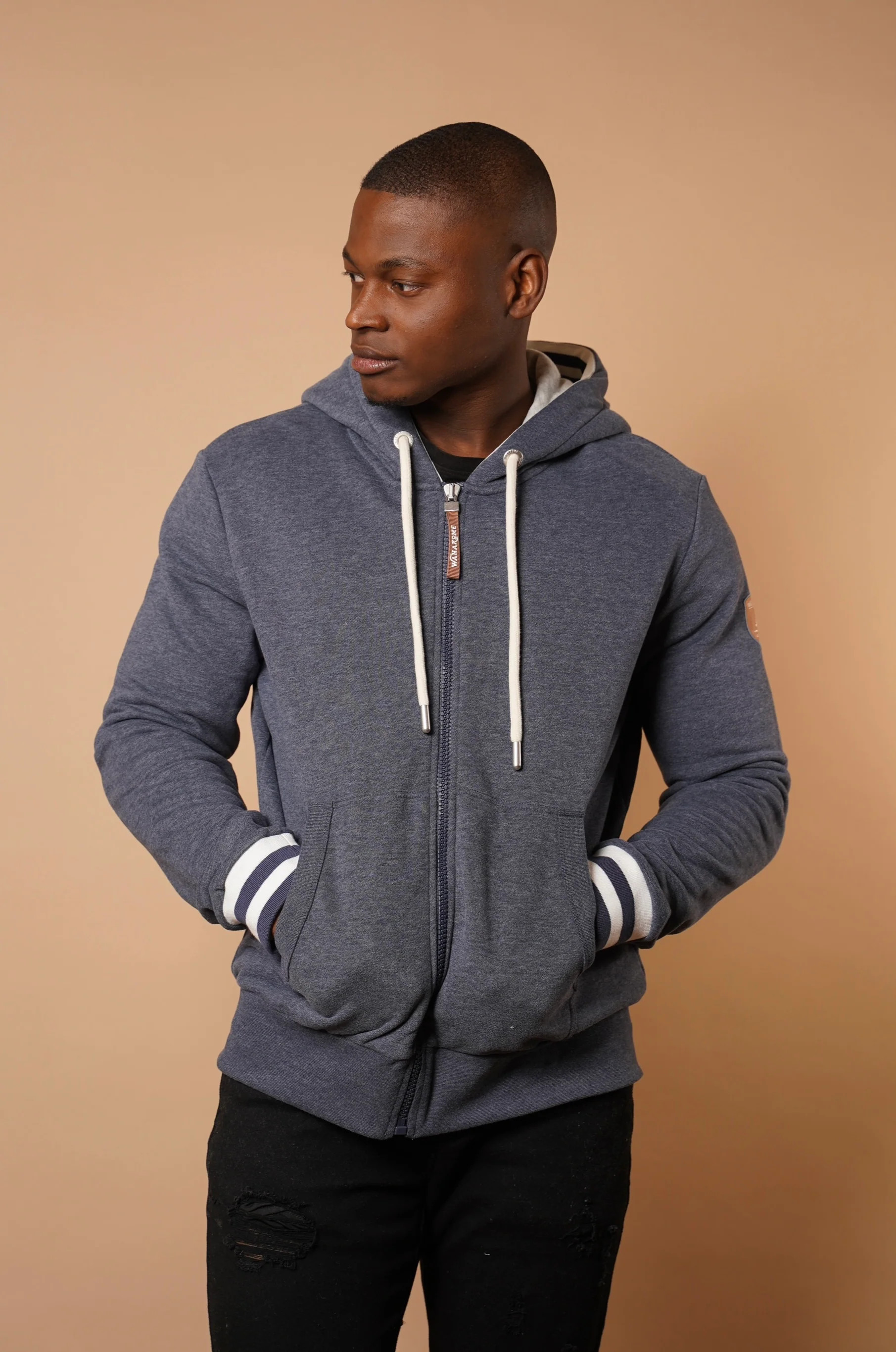 Sophar Navy Zip Hoodie | Wanakome