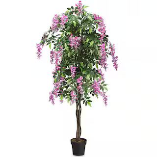 HONEY JOY 6 ft. Pink Artificial Flower Wistera Silk Tree in Pot for Indoor and Outdoor TOPBCS0010... | The Home Depot