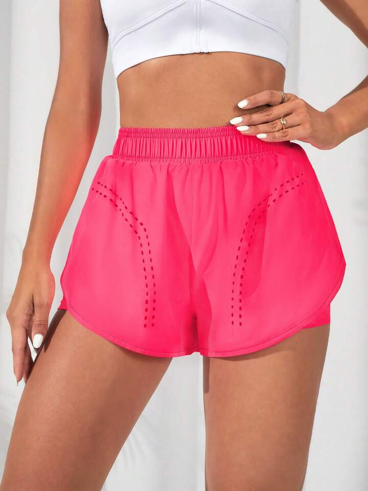 SHEIN Running Solid Elastic Waist Sports Shorts | SHEIN
