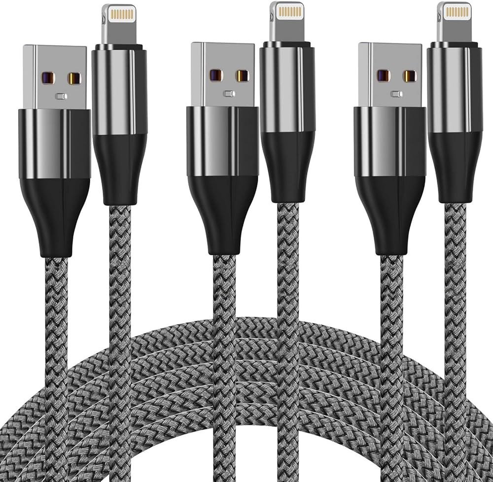 iPhone Charger Cable (3 Pack 10 Foot), [MFi Certified] 10 Feet Nylon Braided Lightning Cable, iPh... | Amazon (US)