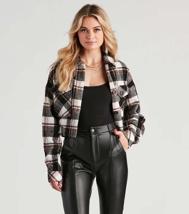 Love For Fall Plaid Cropped Shacket | Windsor Stores