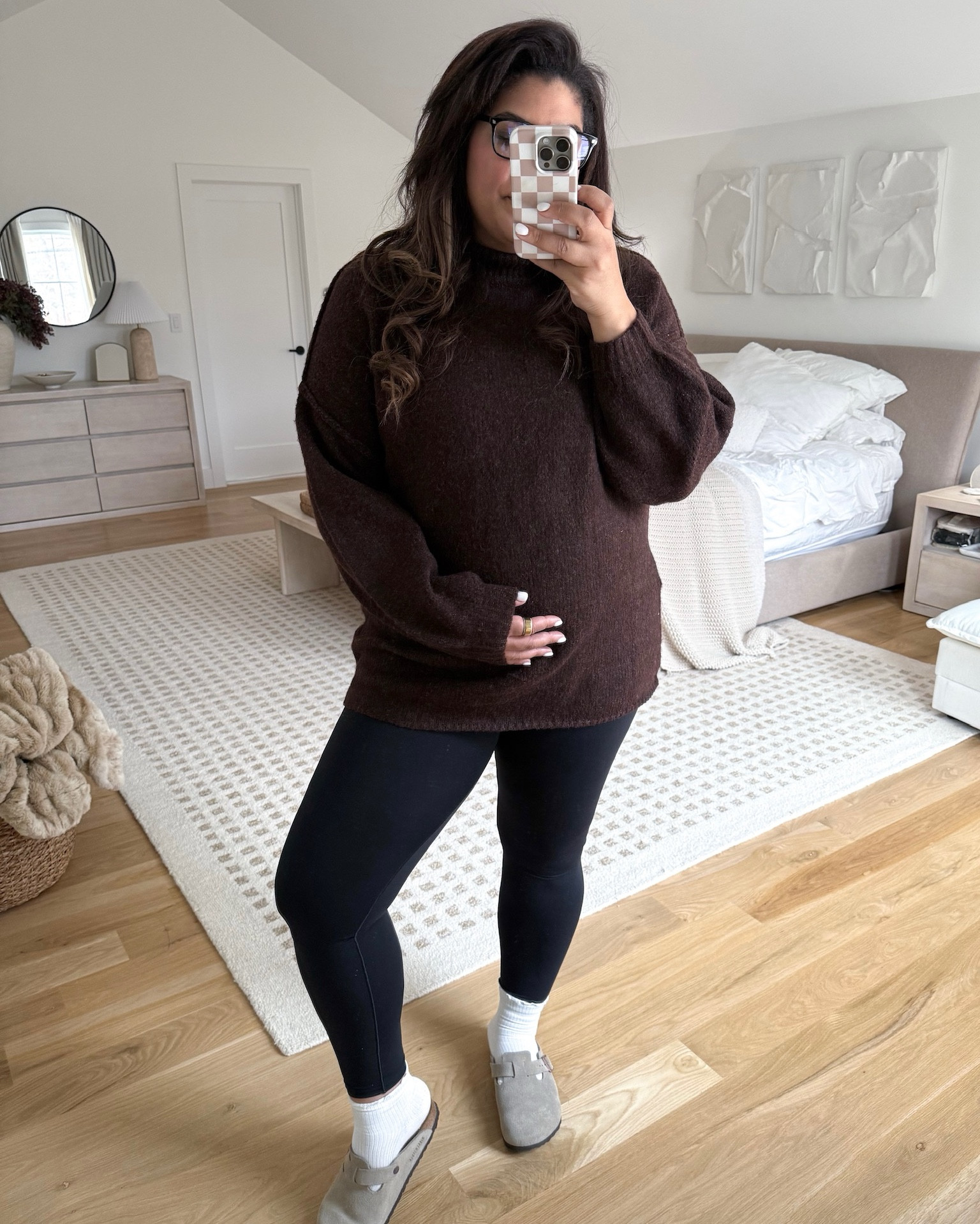 midsize winter ootd 1/5/26: sweater + leggings — a classic winter combo! I’m 5’9” size 12/XL & 23 weeks pregnant wearing a size XL in sweater & L in leggings

#LTKBump #LTKMidsize #LTKootd