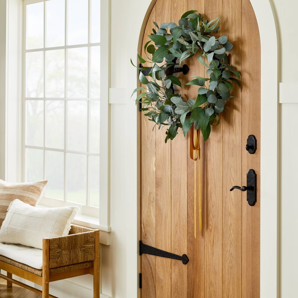 Wild Eucalyptus and Olive Leaf Ribbon Wreath - Threshold™ designed with Studio McGee | Target