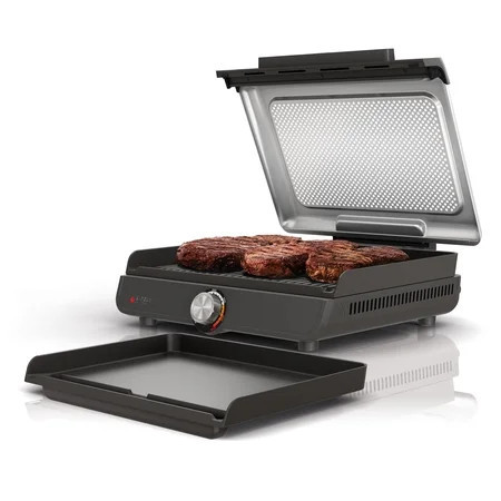 Ninja Sizzle 6-Serving Electric Indoor Grill & Griddle, Interchangeable Plates, Low Smoke, GR101, Grey/Stainless Steel | Walmart (US)