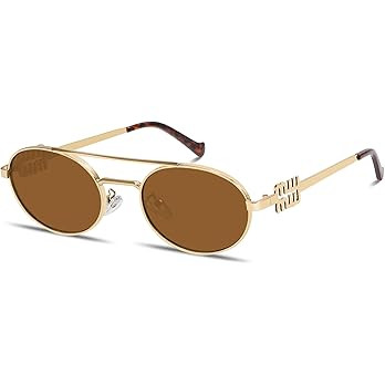 Retro Oval 90s Metal Sunglasses for Women, 2025 Trendy Chic Narrow Gold Sun Glasses Fashion Sunni... | Amazon (US)