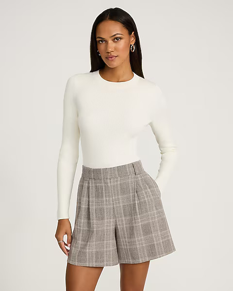 Plaid High Waisted Relaxed Shorts | Express