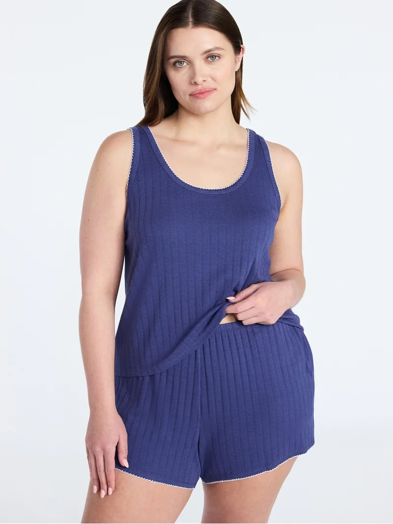 Joyspun Women’s Pointelle Knit Tank Top and Shorts Pajama Set, 2-Piece, Sizes XS-3X | Walmart (US)
