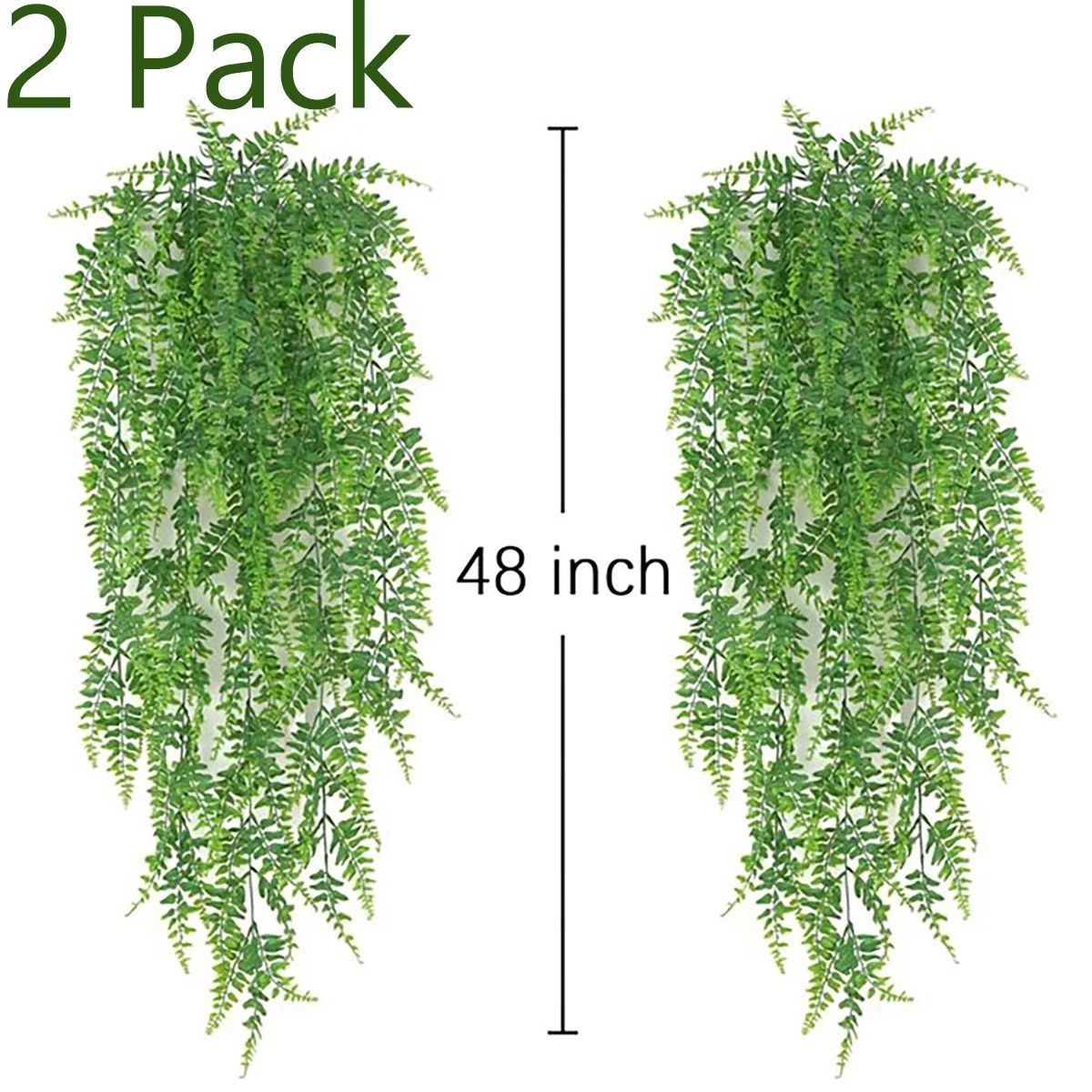 LONGRV 48inch/120cm 2Pcs Boston Decor Vines Artificial Plants Hanging Fake Outdoor Ivy Leaves Fer... | Walmart (US)