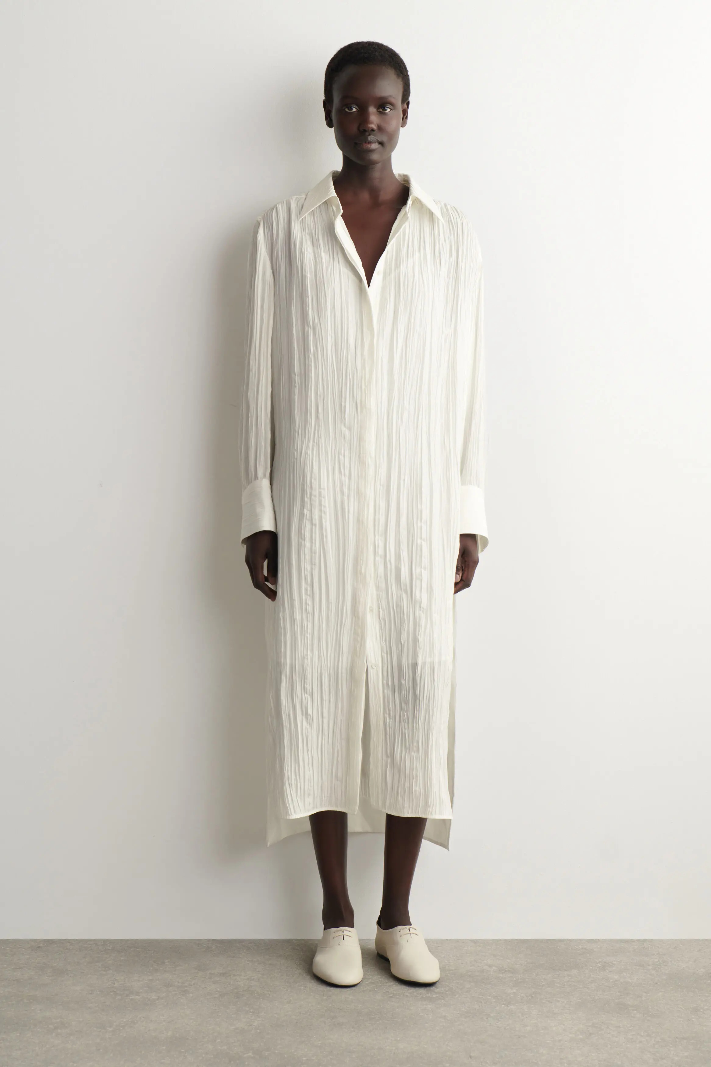Crinkled-silk Midi Shirt Dress (Women) | Nordstrom | Nordstrom