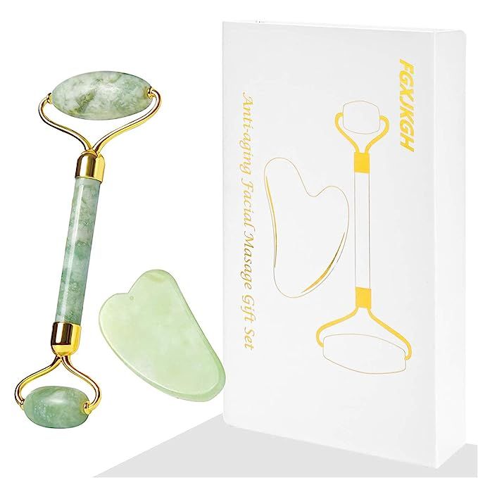 Jade Roller Gua Sha Set FGXJKGH Facial Roller Massager Body Eyes Neck Massager Tool for Eye Puffi... | Amazon (US)