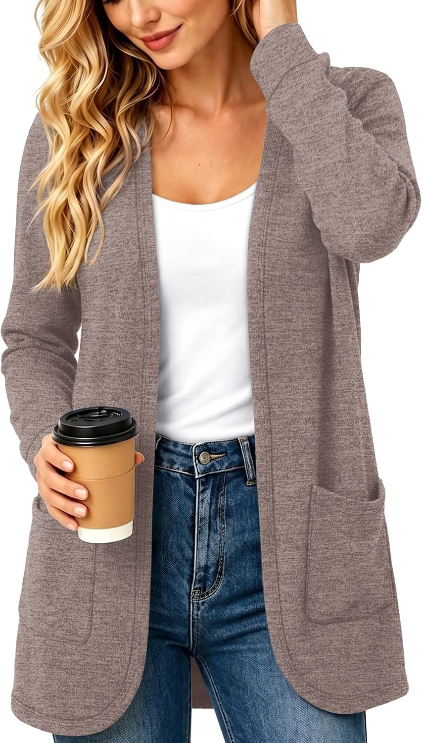 OFEEFAN Womens Cardigan Casual Lightweight Long Sleeve Shirts Fall Clothes | Amazon (US)