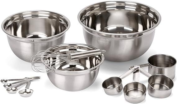Estilo 12 Piece Stainless Steel Mixing Bowls, Includes Measuring Cups, Measuring Spoons And Barre... | Amazon (US)