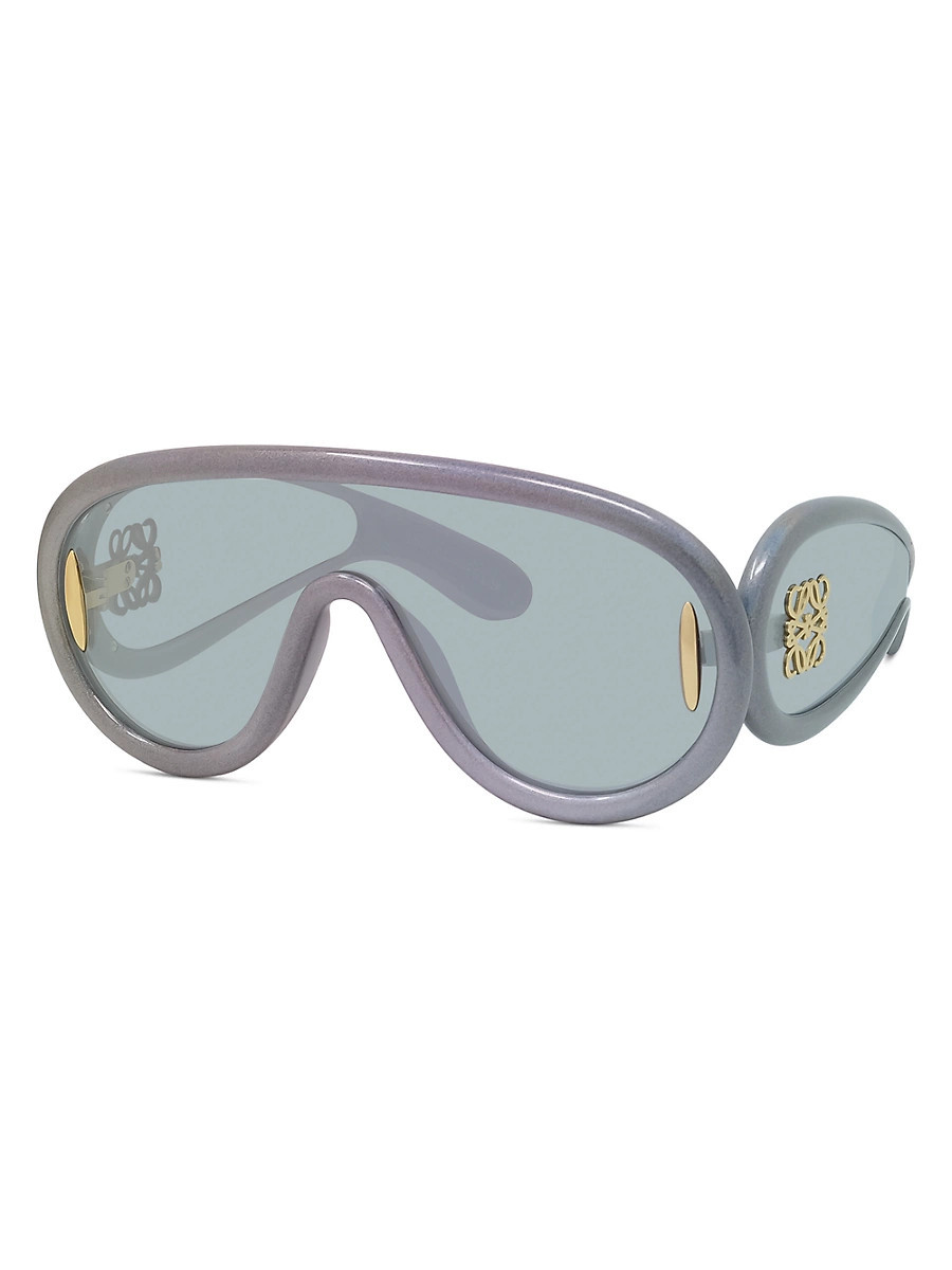 Women's LOEWE x Paula's Ibiza 141MM Mask Sunglasses - Black Sparkle Blue Mirror | Saks Fifth Avenue
