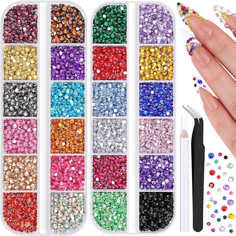 10000Pcs Small Resin Rhinestones for Nail Art, Colorful 2/3MM Flatback Bedazzling Gems, Nail Rhin... | Amazon (US)