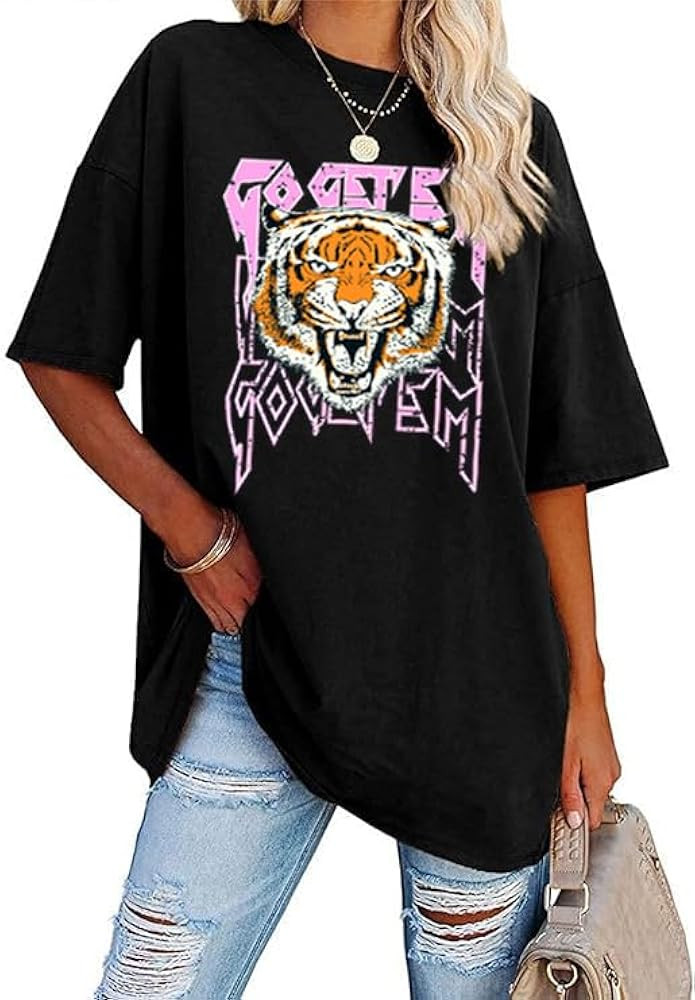 Aoang Graphic Tshirts Oversized Womens Summer Crewneck Short Sleeve Tee Shirt Blouse Tops | Amazon (US)