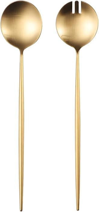 Zerophilo Salad Servers,Spoon and Fork Set 11.41 inch,18/10 Stainless Steel Salad Serving Titaniu... | Amazon (US)