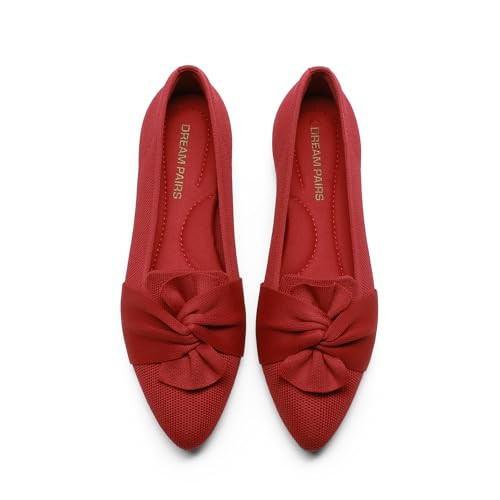 DREAM PAIRS Women's Ballet Pointed Toe Flats,Red,8.5 | Amazon (US)