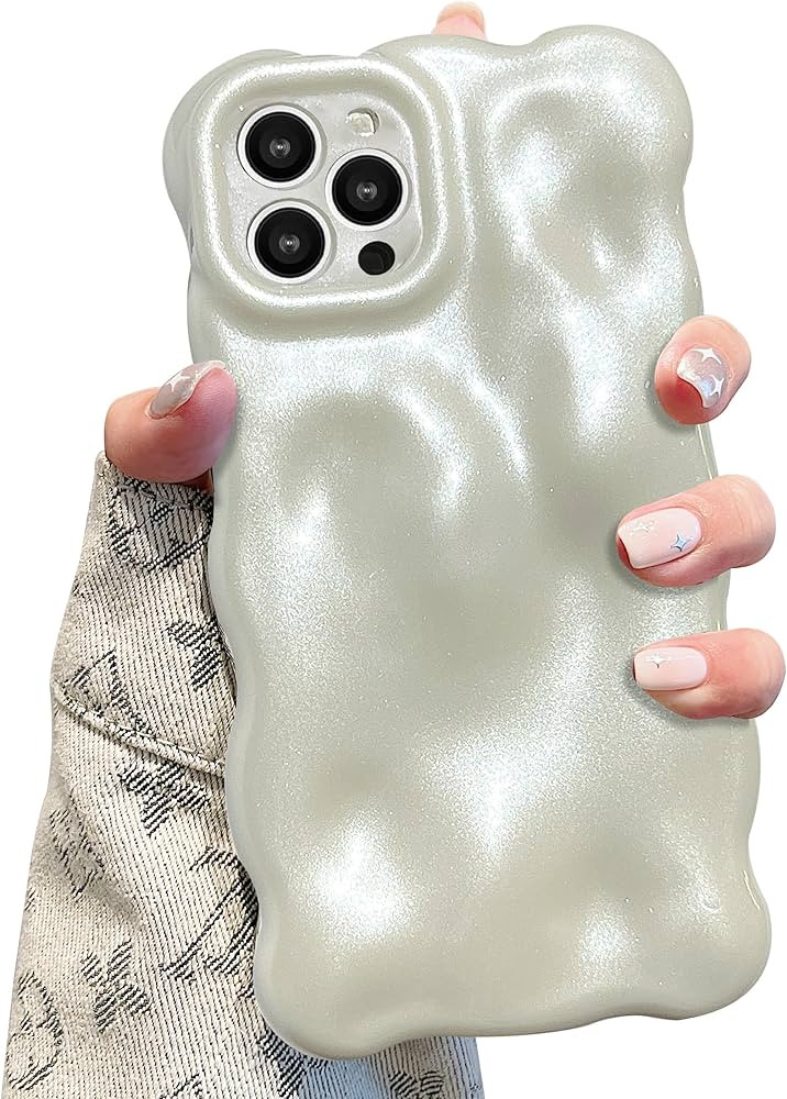 UEEBAI Ripple Case for iPhone 16 Pro Max Silver Pearl White | Cute, Cover, Wave Shape, for iPhone... | Amazon (US)