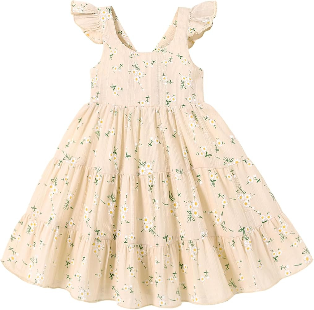 Kids Toddler Baby Girls Rainbow Dress Princess Sleeveless Beach Butterfly Sundress | Amazon (US)