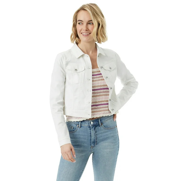 Jessica Simpson Women's and Women's Plus Uptown Jean Cropped Denim Jacket | Walmart (US)