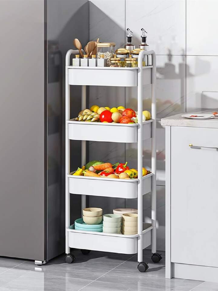 1pc Multi-functional Kitchen Storage Rack Trolley With Wheels, 3 Layer Spice & Utensil & Food Org... | SHEIN