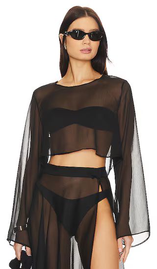 Grace Cropped Shirt in Black | Revolve Clothing (Global)