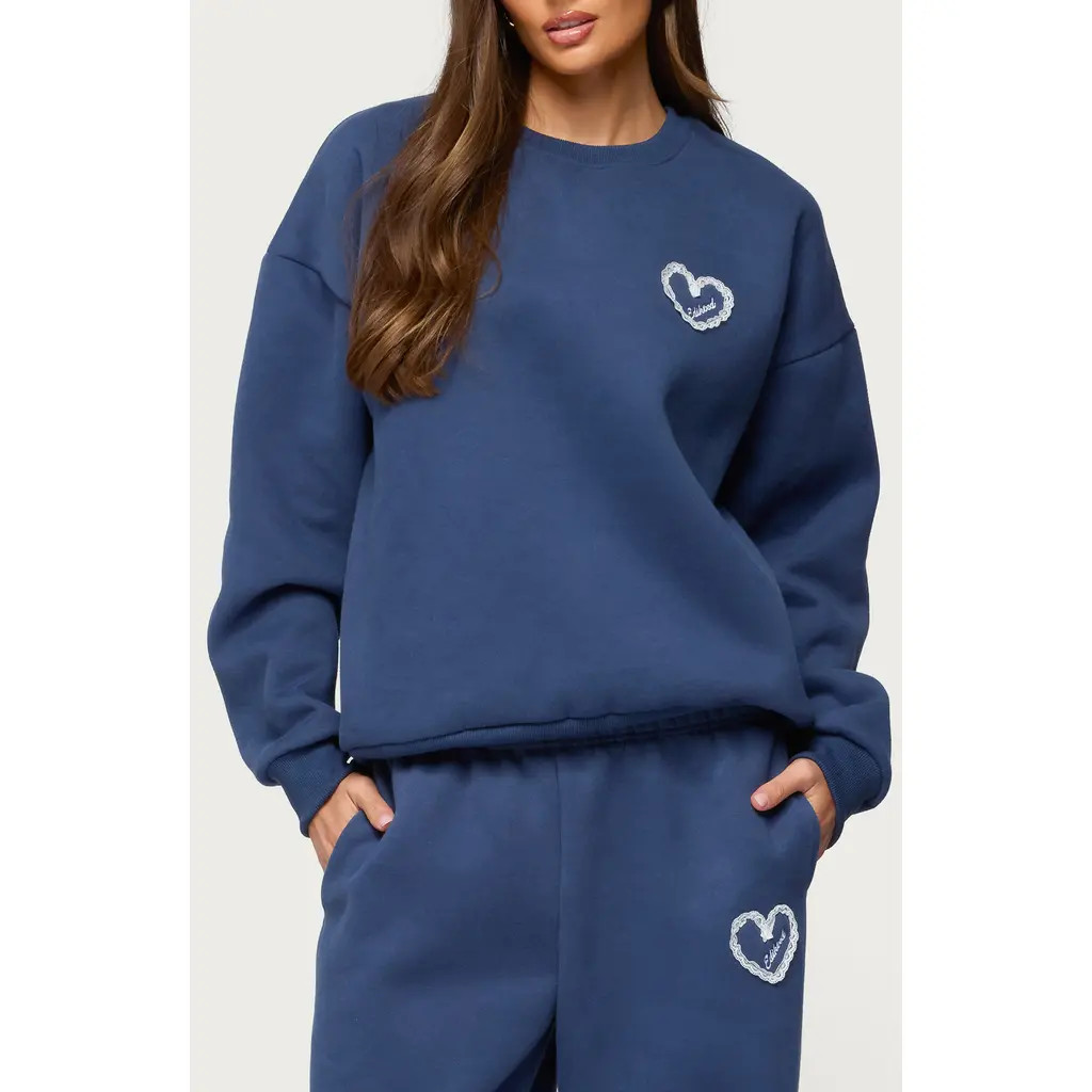 Love Edikted Oversize Sweatshirt in Navy at Nordstrom, Size X-Small | Nordstrom