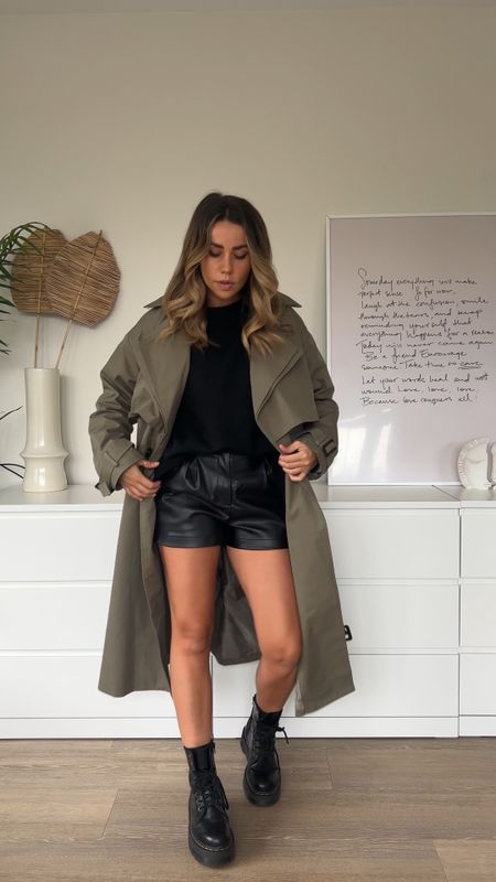 Seven days of spring transitional outfits - day one 🌿 a brunch date outfit featuring a gorgeous khaki trench coat and leather shorts which are 10/10 for spring and so timeless (alongside my dr marten boots because they’re a year round staple). 
.
< shop this outfit on my LTK profile, stories and ‘feb’ highlight >
.
Trench coat and shorts @nastygal *
Jumper @hm
Boots @drmartensofficial 
Bag @louisvuitton 
.
.
.
.
.
Spring transitional outfit. Spring outfit inspo. Winter to spring fashion. Spring style. Transitional fashion. Nasty gal. Green trench coat. Dr marten Jadon boots. Leather shorts. Capsule wardrobe style. Wardrobe staples.

#LTKstyletip #LTKunder100 #LTKeurope